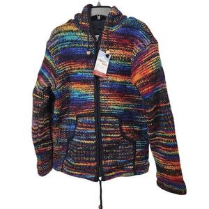 Shopoholic Fashion Size M Tie Dye Wool Jacket, Fleece Lined Full Zip Hoodie